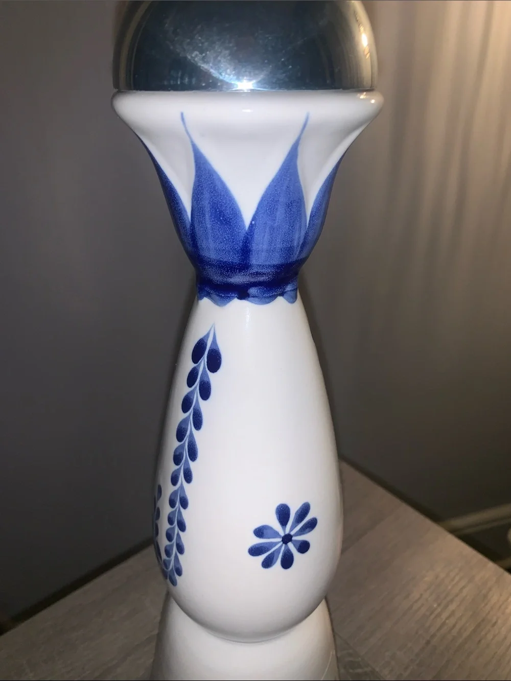 CLASE AZUL Hand-Painted Blue and White Ceramic BOTTLE EMPTY